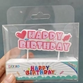 Pink and white Happy Birthday candle set with bear motif in a clear plastic box - Candy Pink Heart Happy Birthday Candle