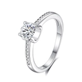 S925 sterling silver 0.5ct moissanite ring with side accent diamonds on a white background - Fdjz-409-0.5ct Moissanite (d Color)