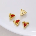 Golden crab lobster charms with red drop-shaped zircon for DIY jewelry making - Gold with Red Zirconia Lobster
