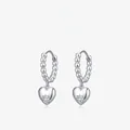 Orecchini a cerchio in argento S925 con ciondolo a cuore e zircone scintillante - Argento Sterling 925 (Argento)