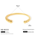 Detailed view of golden stainless steel beaded open bangle with size and weight metrics - Gold Round Bead Open Style (NB-B6332)