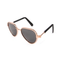 Classic aviator dog sunglasses with rose gold metal frames and dark lenses for pets - Aviator Style Black