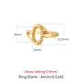 925 silver oval ring base in antique gold finish for DIY amber setting size 5x9mm - 5x9mm / Antique Gold