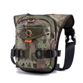 Tactical camouflage drop leg bag with orange stitching and durable black buckle - Camouflage
