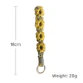 Handmade woven sunflower keychain in yellow and grey with metal ring, length 18cm, 20g - Yellow Grey