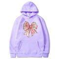 Lavender Christmas hoodie with 'OH Christmas TREE' bow print and front pouch pocket - Lavender