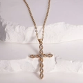 Klassieke vergulde kruis hanger met zirkonia en roestvrijstalen ketting voor dagelijks gebruik - Goud
