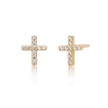 925 sterling silver gold-plated cross hoop earrings with sparkling zircon stones - Zirconia Cross Studs (3155) - Pair / Gold (#33)