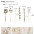 Detailansicht von 6 goldenen Strass-Haarspangen mit genauen Maßen und Größen - HS-J6776 Gold 6er-Set