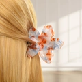 Elegant frangipani hair claw clip in tortoise shell resin for a stylish women hairstyle - Style B Flower (Orange-Blue Marble)