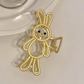 Golden rabbit shaped metal hair claw clip with matte finish and minimalist pearl eye design - Gold Rabbit Metal Style(FJ081)