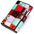 Portefeuille pour femme en cuir véritable avec patchwork coloré et motif crocodile - Patchwork Carré Coloré 4203 Imprimé Animal