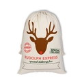 Christmas reindeer drawstring canvas gift bag with North Pole Express delivery print - 49*68CM, HK-11 (Rudolph Reindeer)