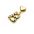 Gold-plated letter B pendant necklace with colorful cubic zirconia and a heart charm - Pendant Only / Letter B