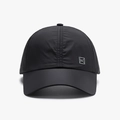 Black quick-dry breathable baseball cap with a square metal logo for outdoor sports - Black(25A344)