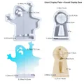 Ghost and bat Halloween resin silicone mold set with detailed dimension labels - Ghost Insert Mold + Base