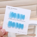 Handmade blue gradient cat-eye press-on nails set on white display card for women - XS