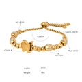 Vergulde titaniumstalen kralenarmband met vlinderhanger en verstelbare schuifsluiting - Vlinder Kralen Stijl (E399) / Goud