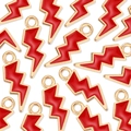 Red enamel lightning bolt charms with gold metal edges for DIY jewelry crafting - Red