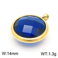 Deep blue birthstone pendant in gold bezel setting for DIY jewelry, 14mm width - Gold Round Blue Gem Style (KLJ8243-Z)