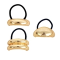 Dreiteiliges Set minimalistischer goldener Haargummis mit U-förmigen Metallakzenten - Set 3 / Helles Gold