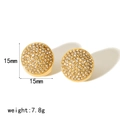 18K gold plated stainless steel pave hoop earrings with cubic zirconia, 15mm diameter - Pave Round Diamond Style (TE6538-G) / Gold