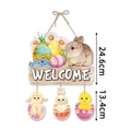 Dettaglio decorazione porta pasquale con motivi a coniglio e dimensioni 24,6 cm e 13,4 cm - Stile di Benvenuto (J-0298-1)