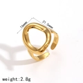 Onregelmatige geometrische gouden roestvrijstalen open ring van 16mm x 21,5mm groot - Gouden Onregelmatige Open Ring (TR4332)