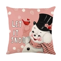 Roze kerstkussensloop met sneeuwpopontwerp en Let It Snow tekst voor kerstdecoratie - JYM382-4 / Roze Schattige Sneeuwpop