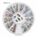 Carousel wheel container with horse eye aurora iridescent rhinestones for nail art - Aurora Marquise Style (YX0022)