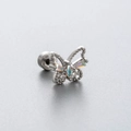 Silver butterfly stud earring with colorful zircon stones and screw back closure - Butterfly Style (A81-3#)