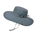 Sombrero de sol gris para hombre con ala ancha, malla transpirable y cordón ajustable - Gris