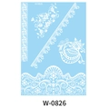 White lace temporary tattoo stickers model W-0826 with intricate henna floral patterns - Lace Border Style (W-0826)