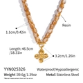 Détails du collier de perles en résine avec pendentif fleur dorée et mesures - Collier Perlé avec Pendentif Camélia Doré (YYN025326)