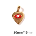 Detailed view of a gold heart-shaped evil eye pendant with 20mm x 16mm dimensions - 20mm*16mm / Red Eye Heart