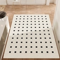 French style PVC door mat with black polka dots on cream background, non-slip texture - Paris Apartment - Pineapple Ring - Vertical Bed / 80x120cm (pu Leather)