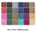 Set of 24 colors 3mm glass seed beads in storage box for DIY jewelry making 12000pcs - Pearlescent Lacquer Seed Beads 480g / 3mm 12000pcs/box