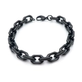 Black stainless steel hexagon link chain bracelet with durable lobster clasp finish - Hexagonal Cut Lobster Clasp (7.5mm) / 20cm / Black