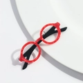 Fashionable red tortoiseshell acetate glasses brooch with round frame and black temples - Style 3-Red Tortoiseshell Round