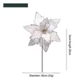 30cm artificial white and silver Christmas poinsettia flower with gold glitter stamen - White