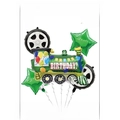 5-piece green steam train foil balloon set for children birthday party decoration - Green Train 5-Piece Set