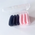 Set of 6 velvet makeup sponges in black and pink within a transparent storage box - 6pcs in Box / Black & Pink Mixed