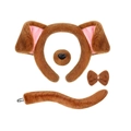 Braunes Plüsch Welpe Hund Ohren Haarreif und Schwanz Zubehör Set für Tier-Cosplay - Braun 4-Teiliges Set