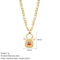 Golden stainless steel reindeer necklace with red and white enamel pendant on 45cm chain - Elk (G23)