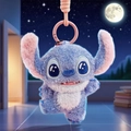 Blue Stitch plush keychain pendant with pink details on a dreamlike moon background - Stitch Series (p-331) / Random One