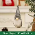 Grey and white striped knitted Christmas gnome hanging ornament with white beard and soft nose - Gray Type A