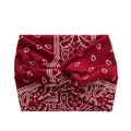 Deep red bohemian paisley print wide headband with twisted knot design for women - Wine Red Paisley