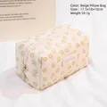 Floral lace makeup bag in beige with shell zipper pull and multi-compartment storage - Beige Pillow Bag