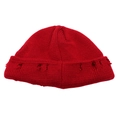Berretto in maglia rosso classico con dettagli strappati vintage per uno stile hip hop trendy - Rosso