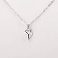 Detailed close-up of silver heart and key pendant on stainless steel necklace chain - Steel